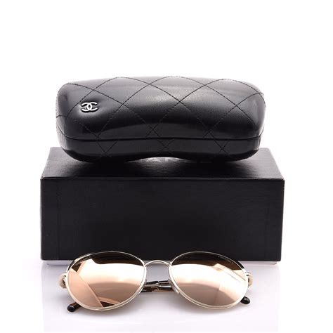 chanel 4206 - CHANEL Round Mirror Sunglasses 4206 Rose Gold.